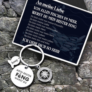 Kompass Schlüsselanhänger - Angeln - An Meine Liebe - Du Bist Mein Leben - Degkwb13001