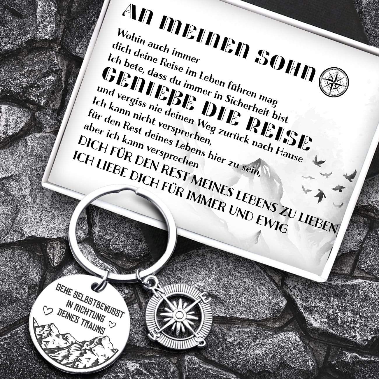 Kompass Schlüsselanhänger - Familie - An Meinen Sohn - Ich liebe Dich Für Immer Und Ewig