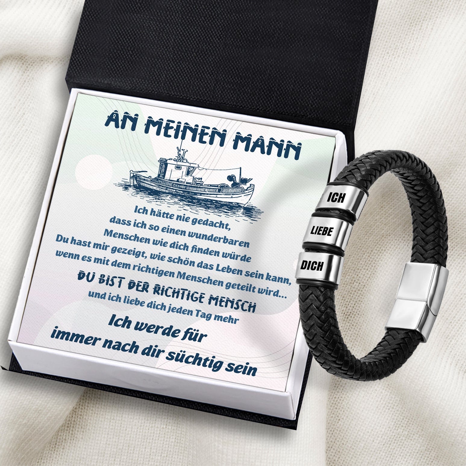 Leder-Armband - Angeln - An Meinen Mann - Du Bist Der Richtige Mensch - Degbzl26007