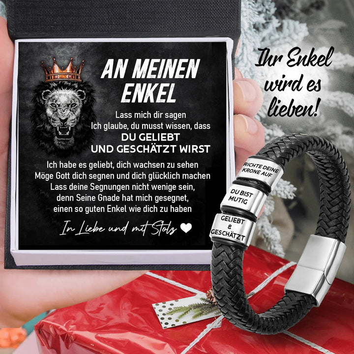 Leder Armband - Familie - An Meinen Enkel - Möge Gott Dich Segnen Und Dich Glücklich Machen - Degbzl22006