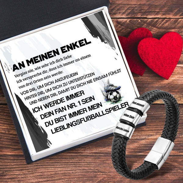 Leder-Armband - Fußball - An Meinen Enkel - Ich Werde Immer Ihr Nr.1 Fan Sein - Degbzl22002