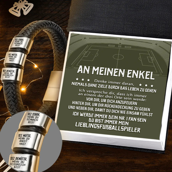 Leder-Armband - Fußball - An Meinen Enkel - Niemals Ohne Ziele Durch Das Leben Zu Gehen - Degbzl22005