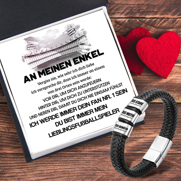 Leder-Armband - Fußball - An Meinen Enkel - Vergiss Nie, Wie Sehr Ich Dich Liebe - Degbzl22001