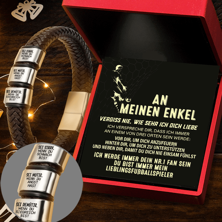 Leder-Armband - Fußball - An Meinen Enkel - Vergiss Nie, Wie Sehr Ich Dich Liebe - Degbzl22004