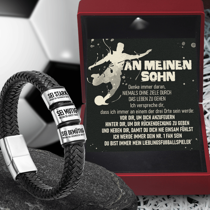 Leder-Armband - Fußball - An Meinen Sohn - Ich Werde Immer Ihr Nr.1 Fan Sein - Degbzl16006