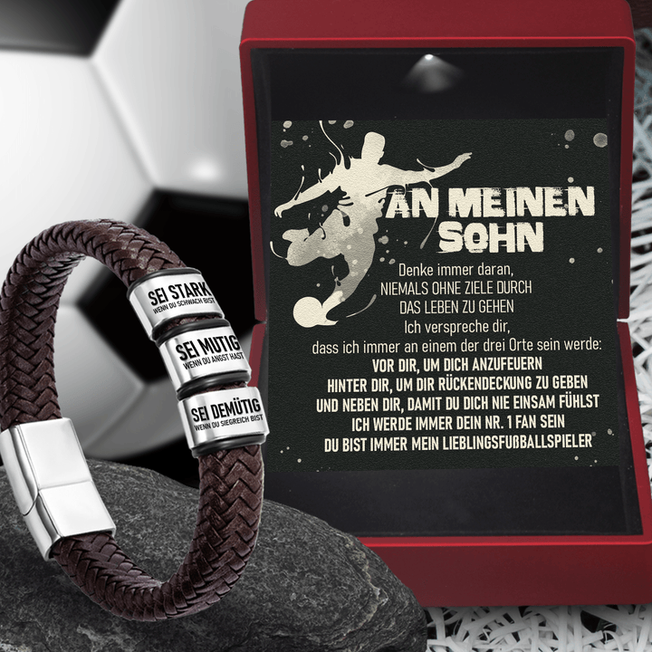 Leder-Armband - Fußball - An Meinen Sohn - Ich Werde Immer Ihr Nr.1 Fan Sein - Degbzl16006