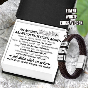 Leder-Armband - Wandern - An Meinen Abenteuerlustigen Mann - Ich Liebe Dich - Degbzl26008