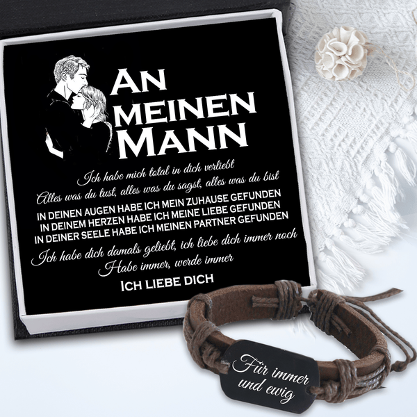 Leder-Wickelarmband - Familie - An Meinen Mann - Ich Habe Dich Damals Geliebt, Ich Liebe Dich Immer Noch - Degbr26002