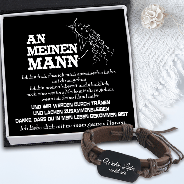 Leder-Wickelarmband - Familie - An Meinen Mann - Ich Liebe Dich Mit Meinem Ganzen Herzen - Degbr26001