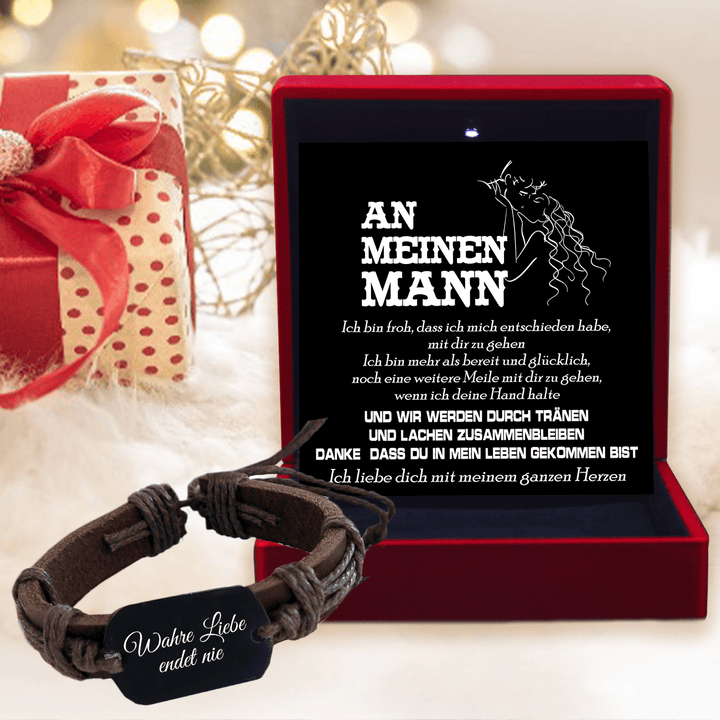 Leder-Wickelarmband - Familie - An Meinen Mann - Ich Liebe Dich Mit Meinem Ganzen Herzen - Degbr26001