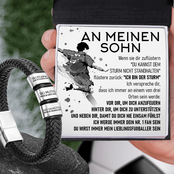 Lederarmband - Fußball - An Meinen Sohn - Du Kannst Dem Sturm Nicht Standhalten - Degbzl16007