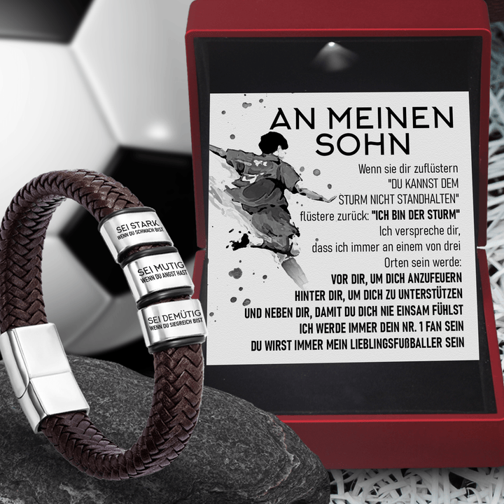 Lederarmband - Fußball - An Meinen Sohn - Du Kannst Dem Sturm Nicht Standhalten - Degbzl16007