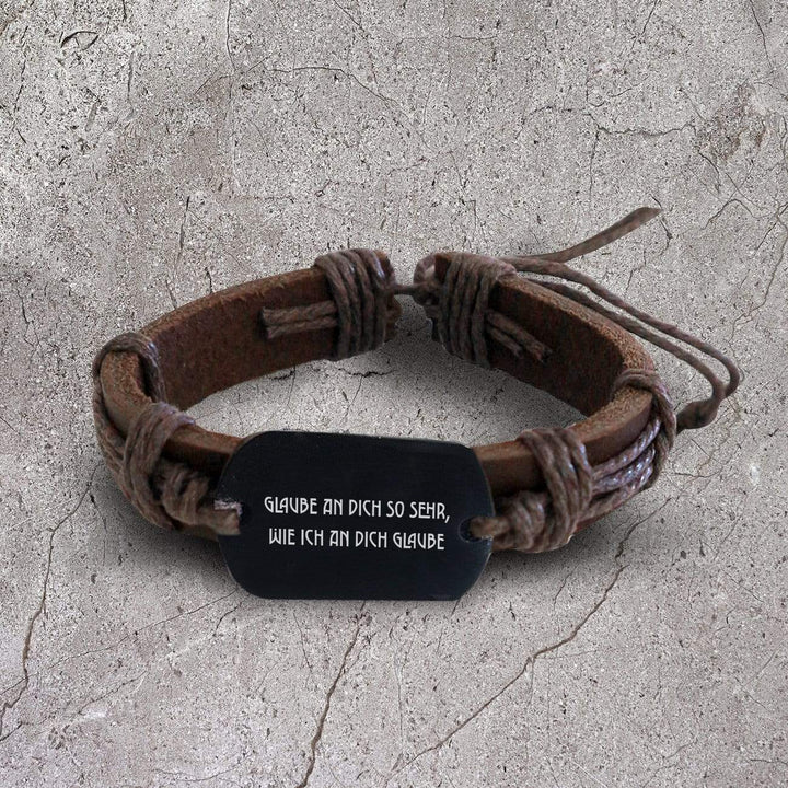 Lederschnur Armband - Familie - An Meinen Sohn - Glaube An Dich So Sehr, Wie Ich An Dich Glaube - Degbr16002