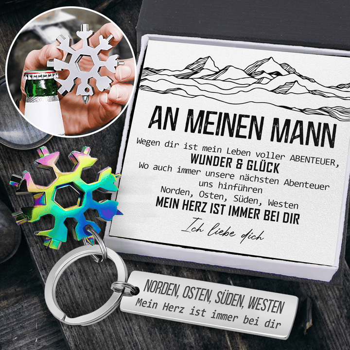 Outdoor Multitool Schlüsselanhänger - Wandern - An Meinen Mann - Mein Herz Ist Immer Bei Dir - Degktb26002