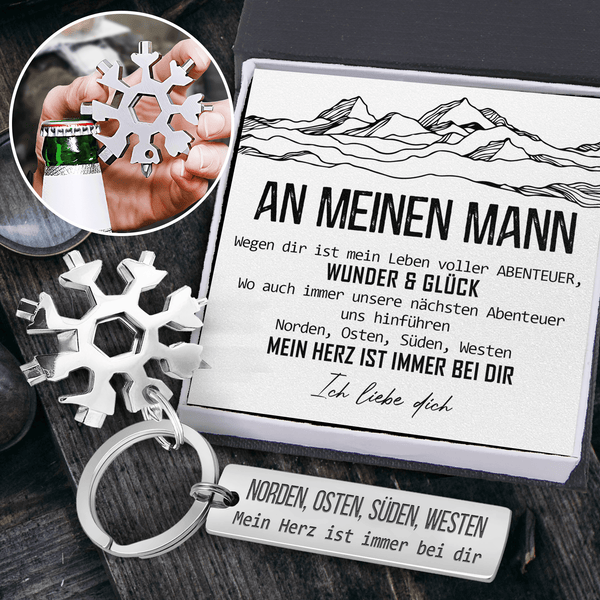 Outdoor Multitool Schlüsselanhänger - Wandern - An Meinen Mann - Mein Herz Ist Immer Bei Dir - Degktb26002