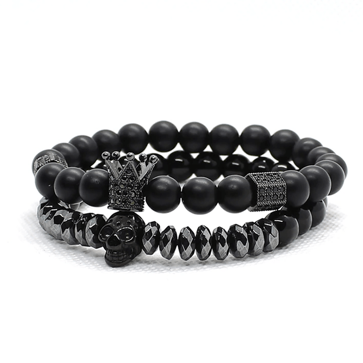 Paar Kronen- und Totenkopf-Armbänder - Totenkopf & Tattoo - An Meine Seelenfreundin - Aber Ich Will Bei Allem Dein Letzter Sein - Degbu26001