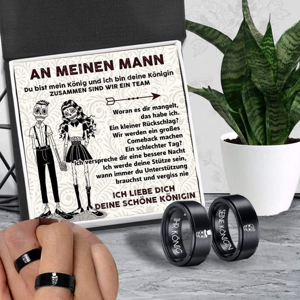 Paar Ringe - Totenkopf & Tattoo - An Meinen Mann - Ich Liebe Dich - Degrlc26001