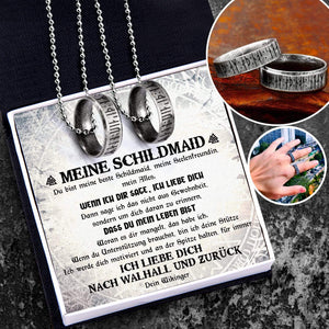 Paar Rune Ring Halsketten  - An Meine Schildmaid - Ich Liebe Dich Nach Walhall Und Zurück - Degndx13003