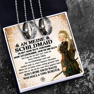 Paar Rune Ring Halsketten  - An Meine Schildmaid - Ich Liebe Dich Nach Walhalla Und Zurück - Degndx13010