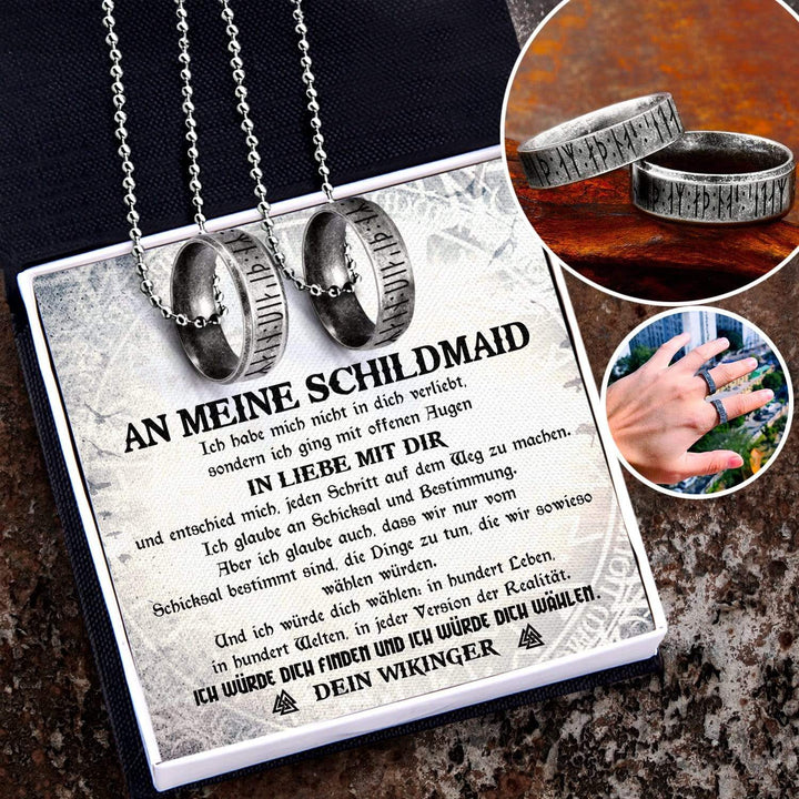 Paar Rune Ring Halsketten  - An Meine Schildmaid - Ich Würde Dich Finden Und Ich Würde Dich Wählen - Degndx13002