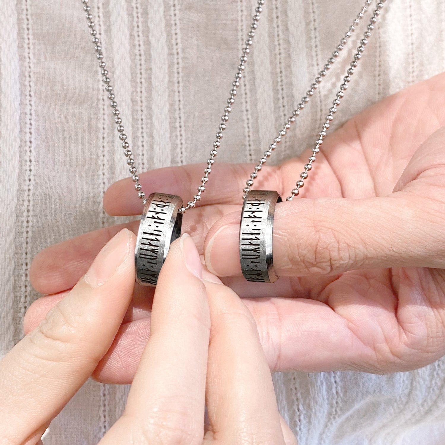 Paar Rune Ring Halsketten - Ich Liebe Dich - Degndx00000