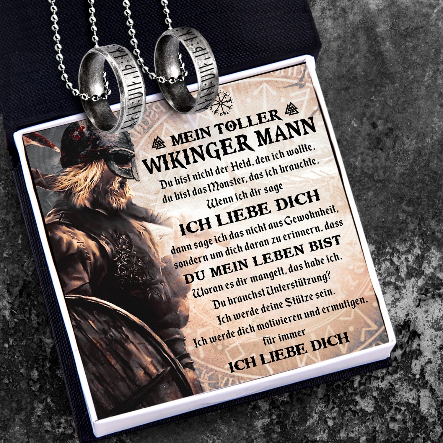 Paar Rune Ring Halsketten  - Mein Wikinger - Du Bist Das Monster, Das Ich Brauchte - Degndx26007