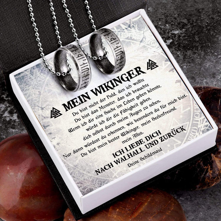 Paar Rune Ring Personalisierter Paar Rune Ring Halsketten - Mein Wikinger - Ich Liebe ...