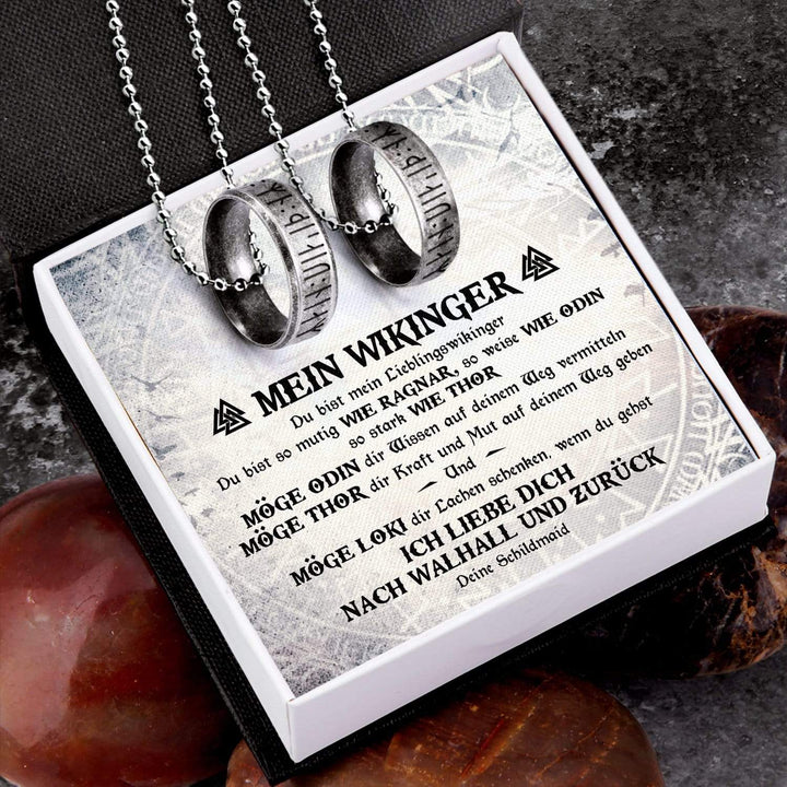 Paar Rune Ring Personalisierter Paar Rune Ring Halsketten - Mein Wikinger - Ich Liebe ...