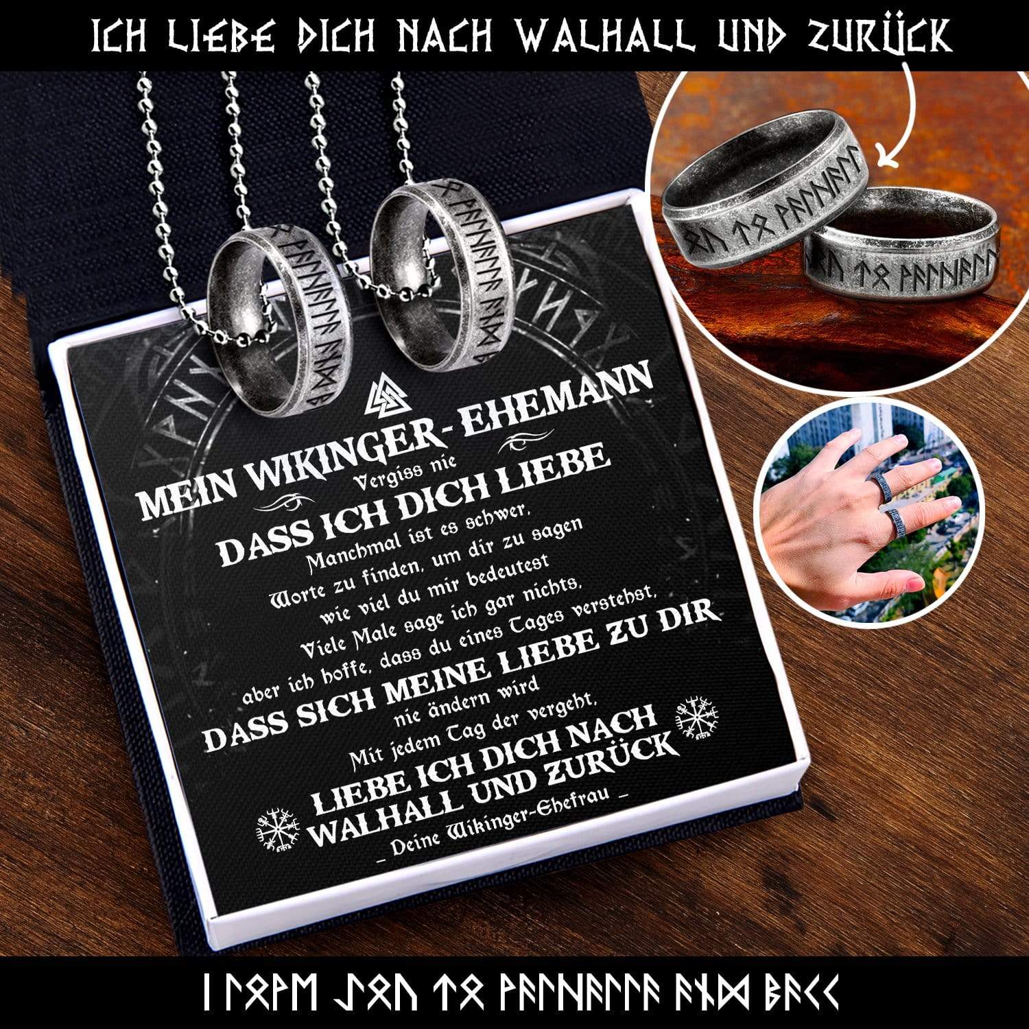 Paar Rune Ring Paar Rune Ring Halsketten - Wikinger - Mein Wikinger-Ehemann - Ich Lie ...