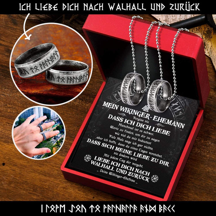 Paar Rune Ring Halsketten - Wikinger - Mein Wikinger-ehemann - Ich Liebe Dich - Degndx14001