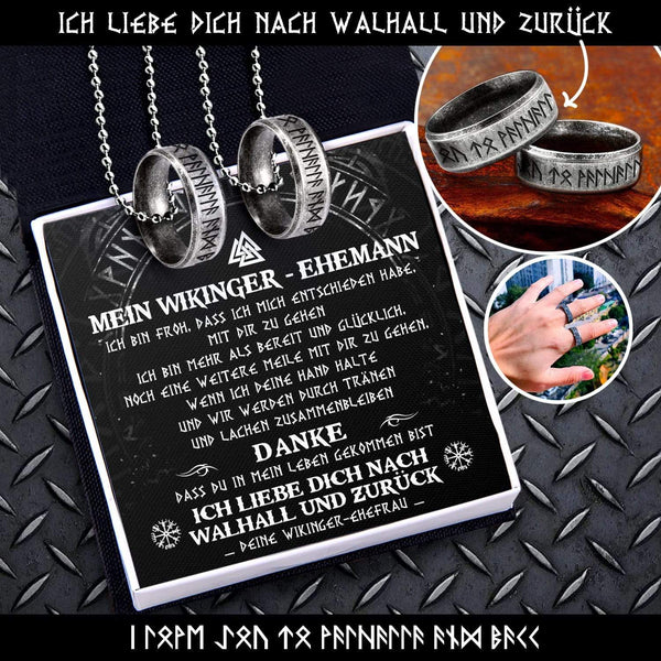 Paar Rune Ring Halsketten - Wikinger - Mein Wikinger-ehemann - Ich Liebe Dich Nach Walhall Und Zurück - Degndx14002