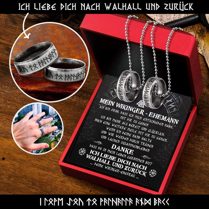 Paar Rune Ring Halsketten - Wikinger - Mein Wikinger-ehemann - Ich Liebe Dich Nach Walhall Und Zurück - Degndx14002