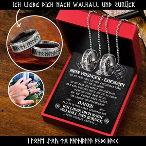 Paar Rune Ring Halsketten - Wikinger - Mein Wikinger-ehemann - Ich Liebe Dich Nach Walhall Und Zurück - Degndx14002