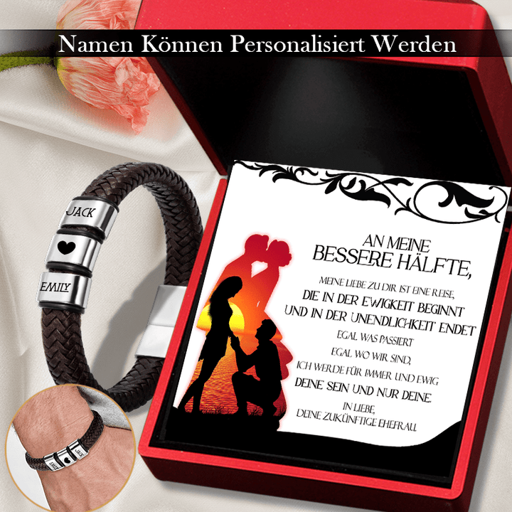 Personalisierte Leder-armband - Familie - An Meine Bessere Hälfte - Meine Liebe Zu Dir Ist Eine Reise - Degbzl24001