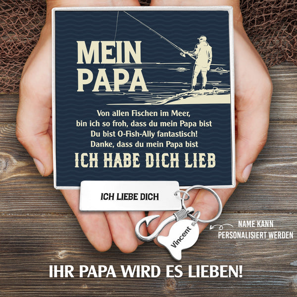 Personalisierter Angelhaken Schlüsselanhänger - Angeln - An Meinen Papa - Ich Liebe Dich - Degku18001