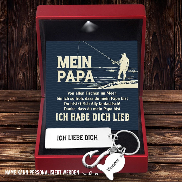 Personalisierter Angelhaken Schlüsselanhänger - Angeln - An Meinen Papa - Ich Liebe Dich - Degku18001