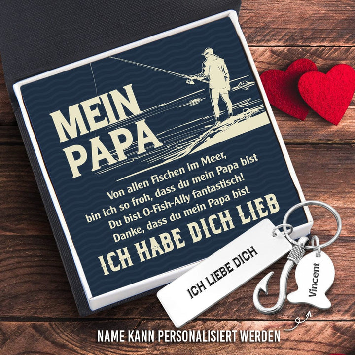 Personalisierter Angelhaken Schlüsselanhänger - Angeln - An Meinen Papa - Ich Liebe Dich - Degku18001