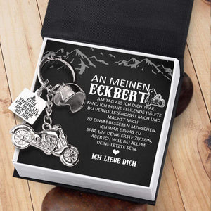 Personalisierter Klassisches Motorrad Schlüsselanhänger - Motorradfahrer - An Meinen Mann - Am Tag Als Ich Dich Traf - Degkt26006