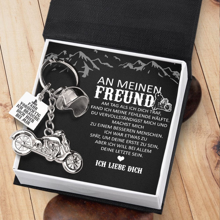 Personalisierter Klassisches Motorrad Schlüsselanhänger - Motorradfahrer - An Meinen Mann - Am Tag Als Ich Dich Traf - Degkt26006