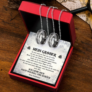 Personalisierter Paar Rune Ring Halsketten  - Mein Wikinger - Ich Liebe Dich Nach Walhall Und Zurück - Degndx26001