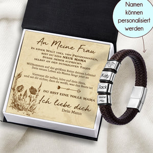Personalisiertes Leder-Armband - Schädel - An Meine Frau - Bist Du Eine Neue Mama - Degbzl15001