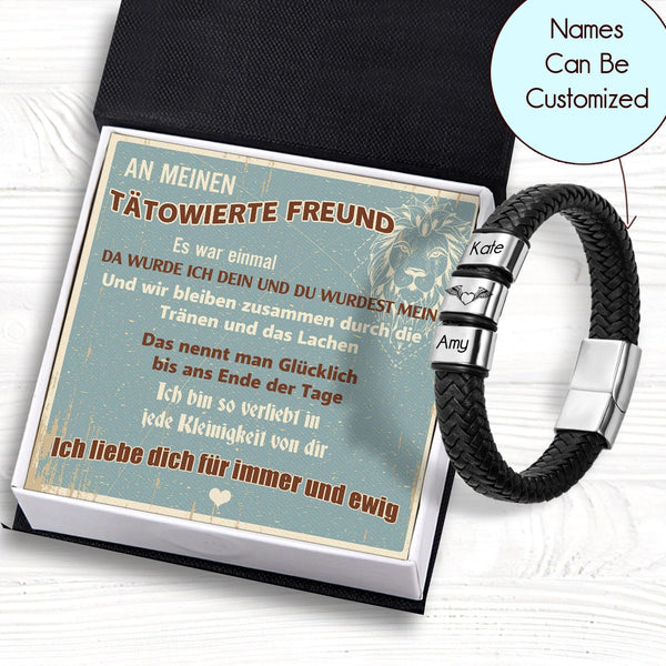 Personalisiertes Leder-Armband - Schädel - An Meinen Tätowierten  - Ich Liebe Dich Für Immer Und Ewig - Degbzl12001