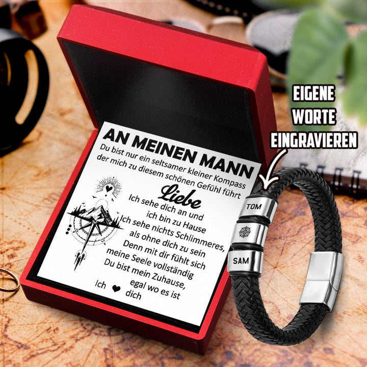 Personalisiertes Leder-Armband - Wandern - An Meinen Mann - Du Bist Nur Ein Seltsamer Kleiner Kompass - Degbzl26009