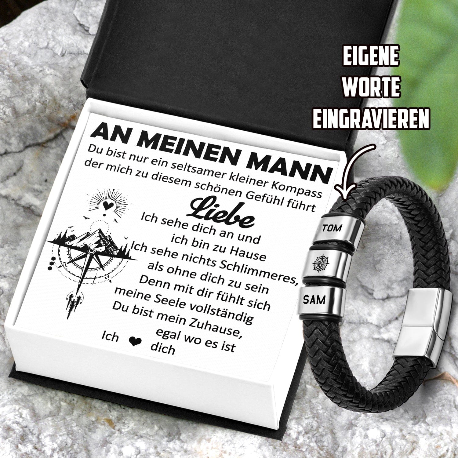 Personalisiertes Leder-Armband - Wandern - An Meinen Mann - Du Bist Nur Ein Seltsamer Kleiner Kompass - Degbzl26009