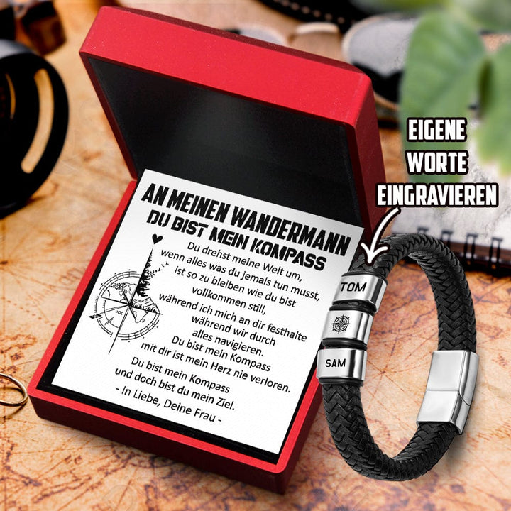 Personalisiertes Leder-Armband - Wandern - An Meinen WanderMann - Du Bist Mein Kompass - Degbzl14003