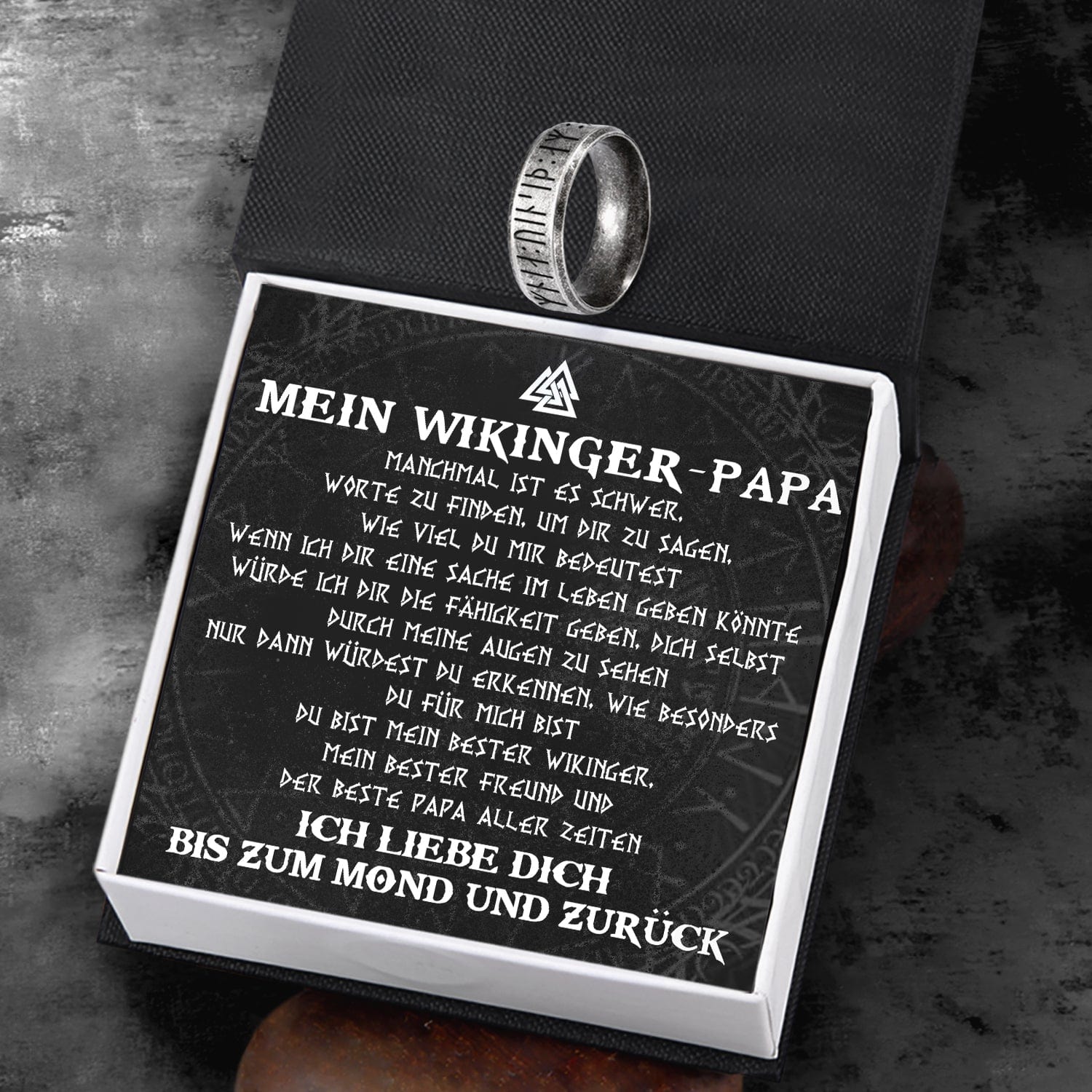 Runenring - Wikinger - Mein Wikinger-Papa - Ich Liebe Dich Bis Zum Mond Und Zurück - Degri18001
