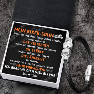 Totenkopf Manschette Armband - Biker - An Meinen Biker-Sohn - Ich Brauche Dich Hier Bei Mir - Degbbh16003