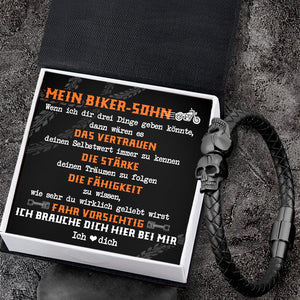 Totenkopf Manschette Armband - Biker - An Meinen Biker-Sohn - Ich Brauche Dich Hier Bei Mir - Degbbh16003