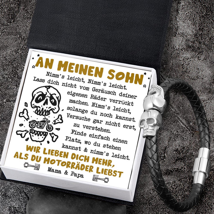 Totenkopf Manschette Armband - Biker - An Meinen Biker-Sohn - Nimm's Leicht, Nimm's Leicht - Degbbh16004