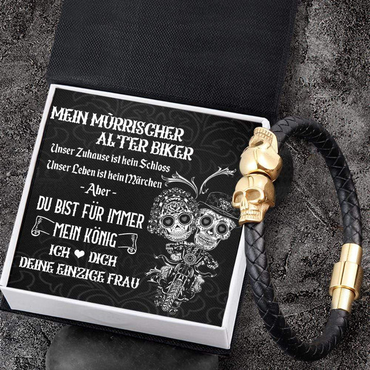 Totenkopf Manschette Armband - Totenkopf & Biker - Mein Mürrischer Alter Biker - Ich Liebe Dich - Degbbh26003